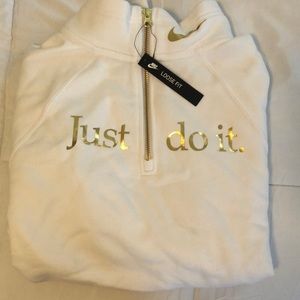 White Nike Crop Quarter Zip Pullover